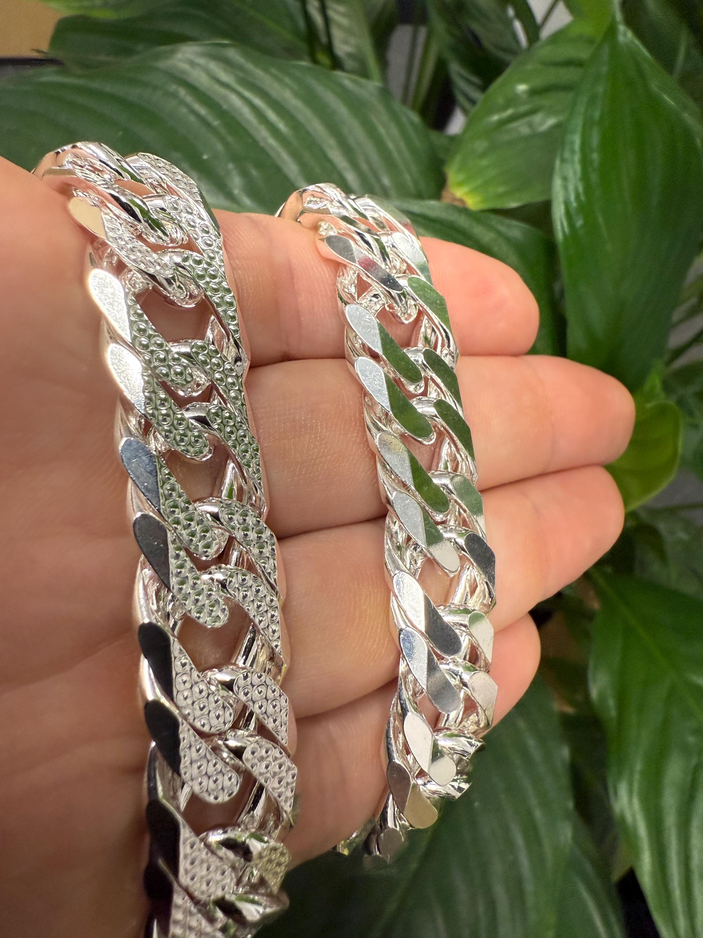 Catena Uomo Argento Collana Bracciale Catena Cubana Miami In