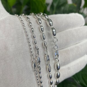 Italian Sterling Silver Rice Oval Bead Chain Necklace 925 - Etsy