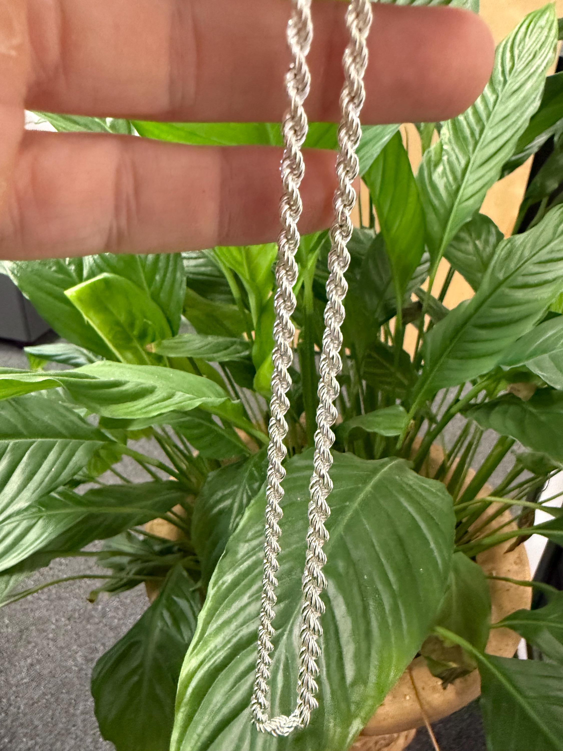 Graduated Rope Chain Italian Sterling Silver 6mm Graduated Hollow Rope Chain Necklace Solid ...