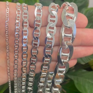 Italian Sterling Silver Marina Anchor Chain Necklace 925