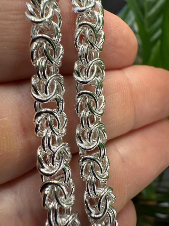 Mens 925 Sterling Silver Oxidized Byzantine Bracelet 8 Inch | Fox Jewellery