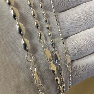 Italian Sterling Silver Rice Oval Bead Chain Necklace 925 - Etsy