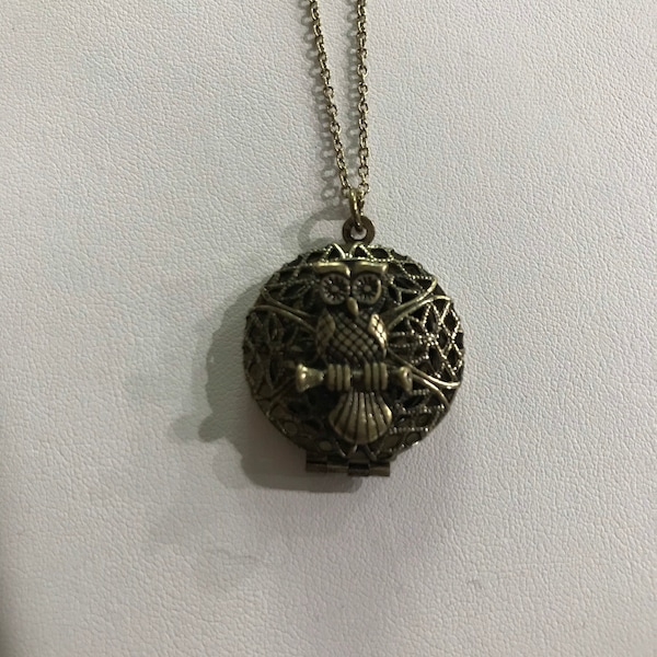 Vintage gold owl locket.