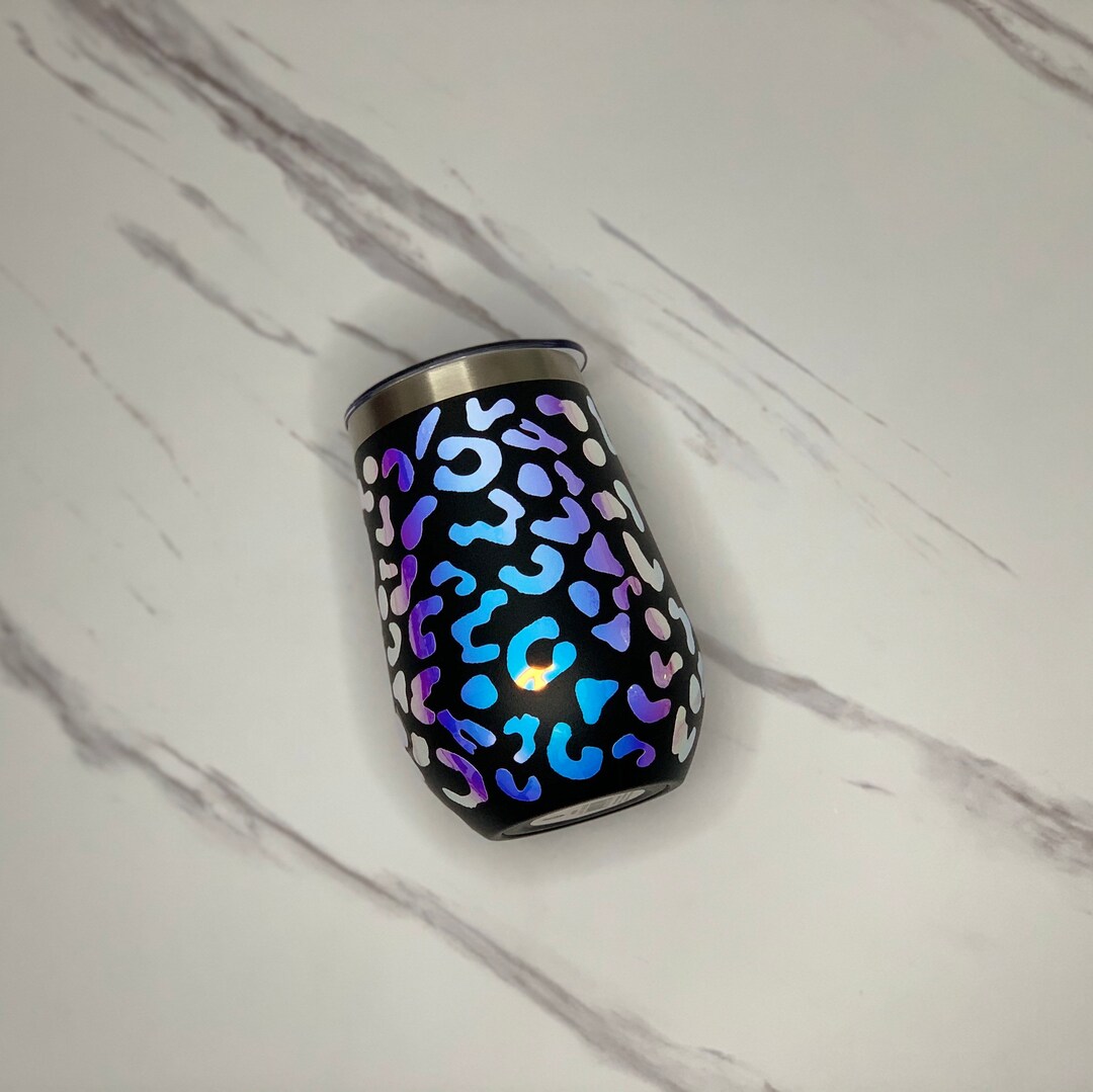 Custom Wine Tumbler With Lid, Leopard Wine Tumbler, Personalized Wine