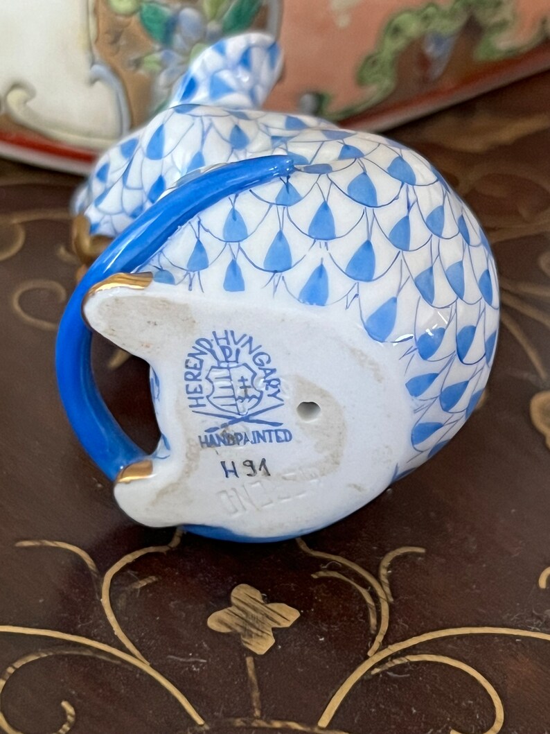 Vintage Herend Porcelain Cat Figurine W/ 24k Gold Accents Etsy