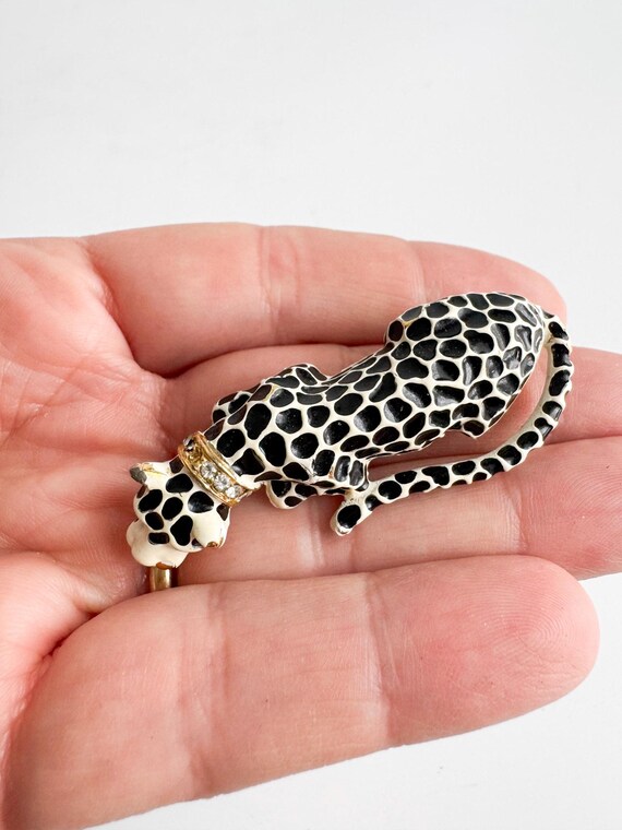 Vintage Kenneth Jay Lane Leopard Brooch, Enamel &… - image 4