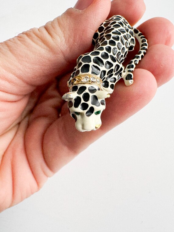 Vintage Kenneth Jay Lane Leopard Brooch, Enamel &… - image 5