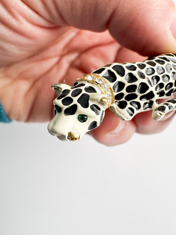 Vintage Kenneth Jay Lane Leopard Brooch, Enamel &… - image 3