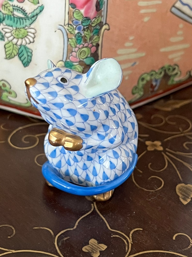 Vintage Herend Porcelain Cat Figurine W/ 24k Gold Accents Etsy