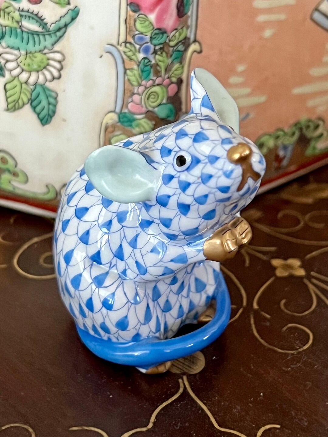 Vintage Herend Porcelain Cat Figurine W/ 24k Gold Accents Etsy