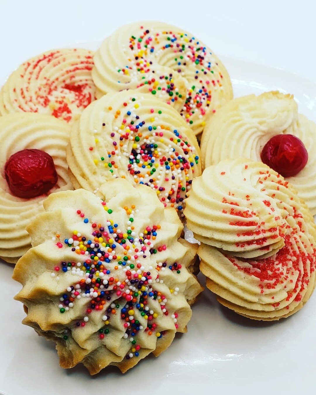 Fresh Baked Butter Cookies, Butter Cookies, Sprinkles, Cherries, Soft