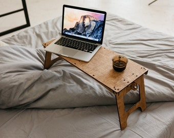 Lap Schreibtisch, Bett Frühstückstisch, faltbares Serviertablett, Laptop Bett Tablett Tisch, hölzerner beweglicher Runde Schreibtisch Laptopständer faltbarer Schoß Schreibtisch