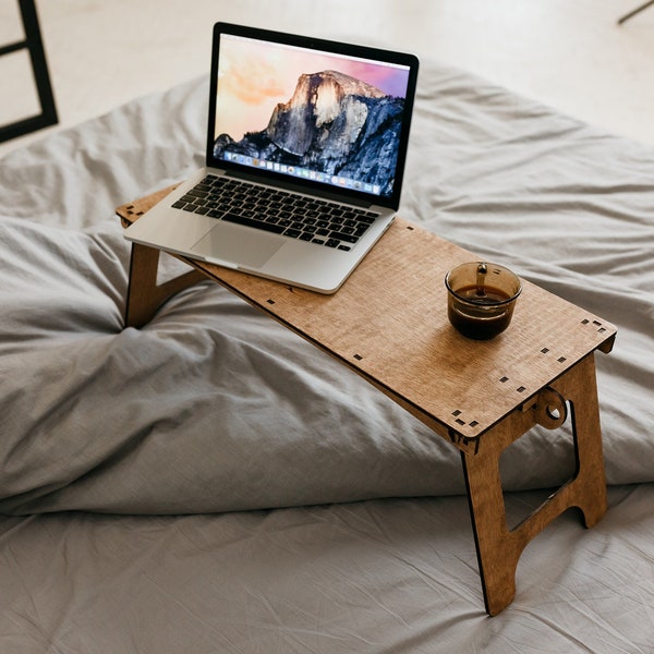 Lap Desk, Bed Breakfast Table, Folding Serving Tray, Laptop Bed Tray Table, Wooden Portable Lap Desk Laptop stand Folding lap desk