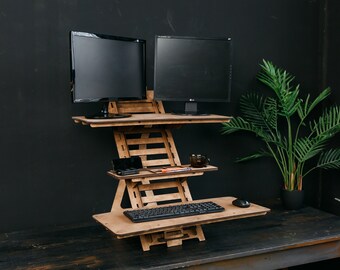 Standing desk, Laptop stand, Adjustable standing desk, Wood work station, Modern standing desk, desk stand, Vintage stand