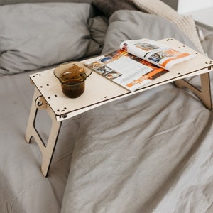 Lap Desk, Bed Breakfast Table, Folding Serving Tray, Laptop Bed Tray Table, Wooden Portable Lap Desk Laptop stand Folding lap desk image 9