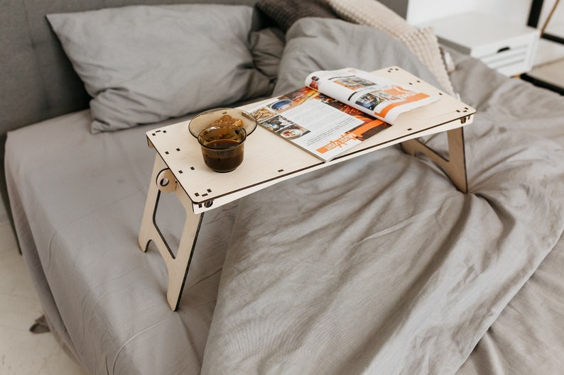 Lap Desk, Bed Breakfast Table, Folding Serving Tray, Laptop Bed Tray Table, Wooden Portable Lap Desk Laptop stand Folding lap desk image 9