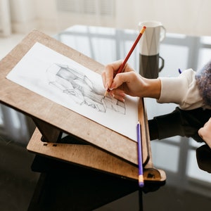 Tablero de dibujo, Caballete de regazo portátil, Caballete de madera, Caballete de regazo de mesa, Mesa de escritura de madera, Caballete para pintar, Mesa de dibujo