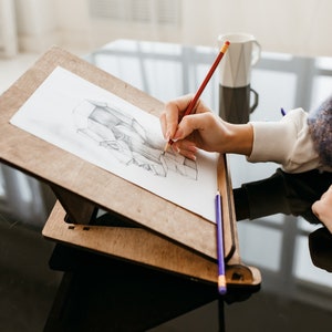 Drawing Board, Portable Lap Easel, Wooden Easel, Table Lap Easel, Wooden Writing Table, Easel for painting, Drafting Table image 1