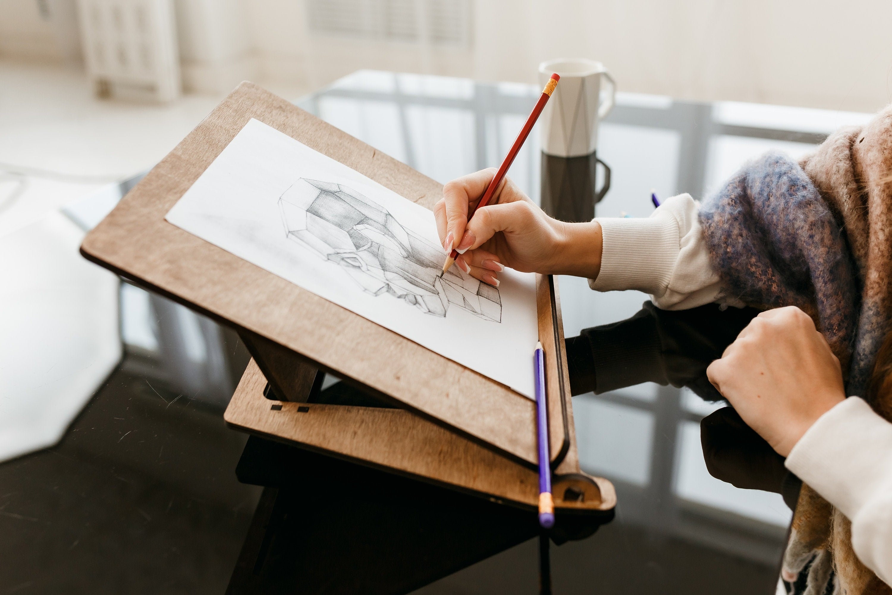 Drawing Board, Portable Lap Easel, Wooden Easel, Table Lap Easel, Wooden Writing Table, Easel for painting, Drafting Table