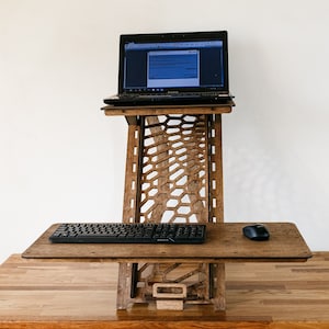 Standing desk | Wood work station | Laptop stand | Modern standing desk | Adjustable desk stand | Standing desk converter