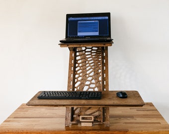Standing desk | Wood work station | Laptop stand | Modern standing desk | Adjustable desk stand | Standing desk converter