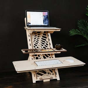 Standing desk, Standing laptop stand, Adjustable desk stand, Wood work station, Laptop stand, Modern desk , Vintage stand