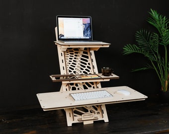 Standing desk, Standing laptop stand, Adjustable desk stand, Wood work station, Laptop stand, Modern desk , Vintage stand