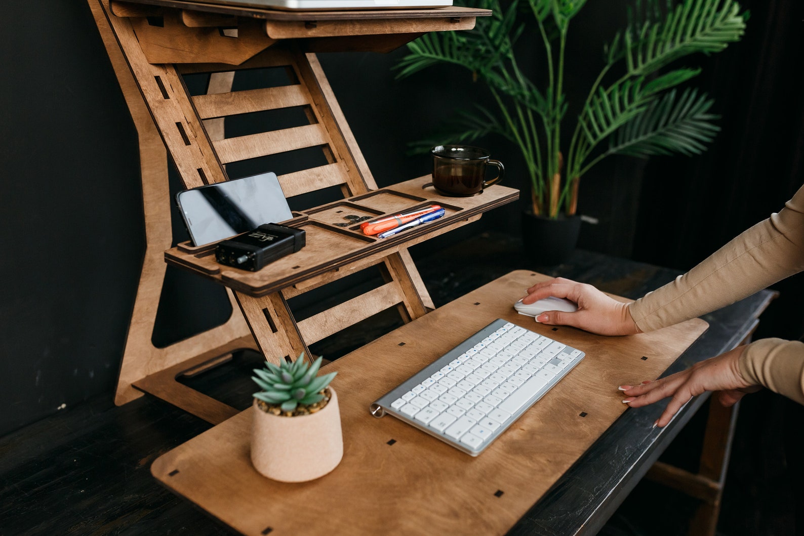Standing Desk Adjustable laptop stand standing desk Wood Etsy