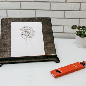 Pizarra con caballete de madera 36 x 20 cm para dibujar o escribir