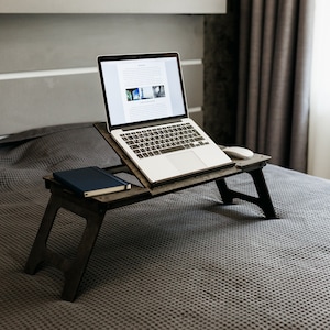 Wood Laptop Stand, Adjustable Desk, Folding Legs, Home Office, Computer Holder, Foldable Lap Desk, Folding Bed Tray