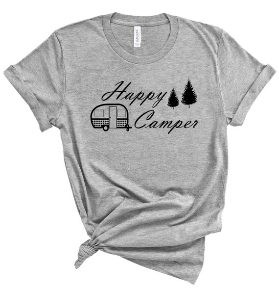Women T shirt Happy Camper Camping Vintage Van Day Slogan Christmas Lifestyle Te 