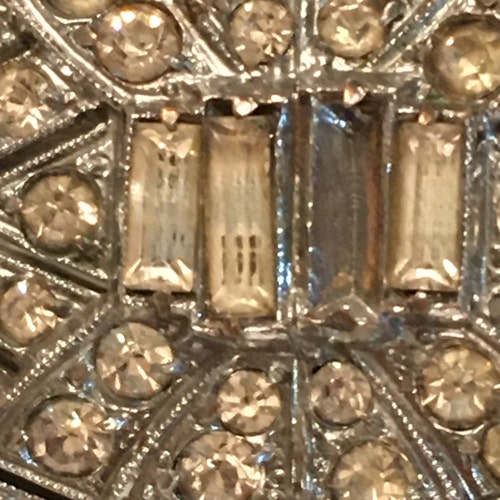 Art Deco Czechoslovakia Rhinestone Trombone Barrel shops Clasp Brooch Jewelry Antique