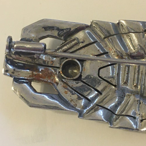 Art Deco Czechoslovakia Rhinestone Trombone Barrel shops Clasp Brooch Jewelry Antique