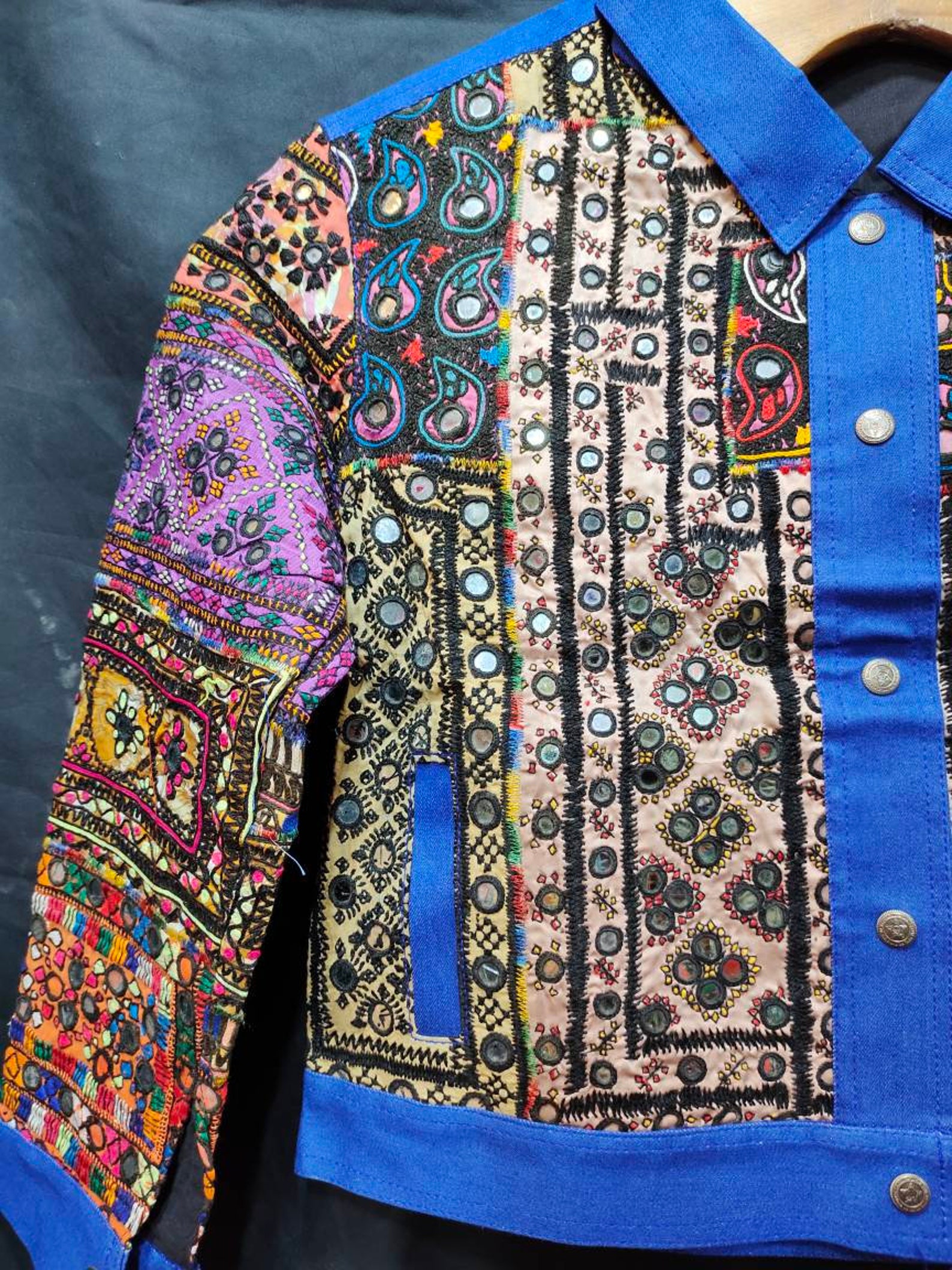 Pakistani textile Denim jacket Etsy