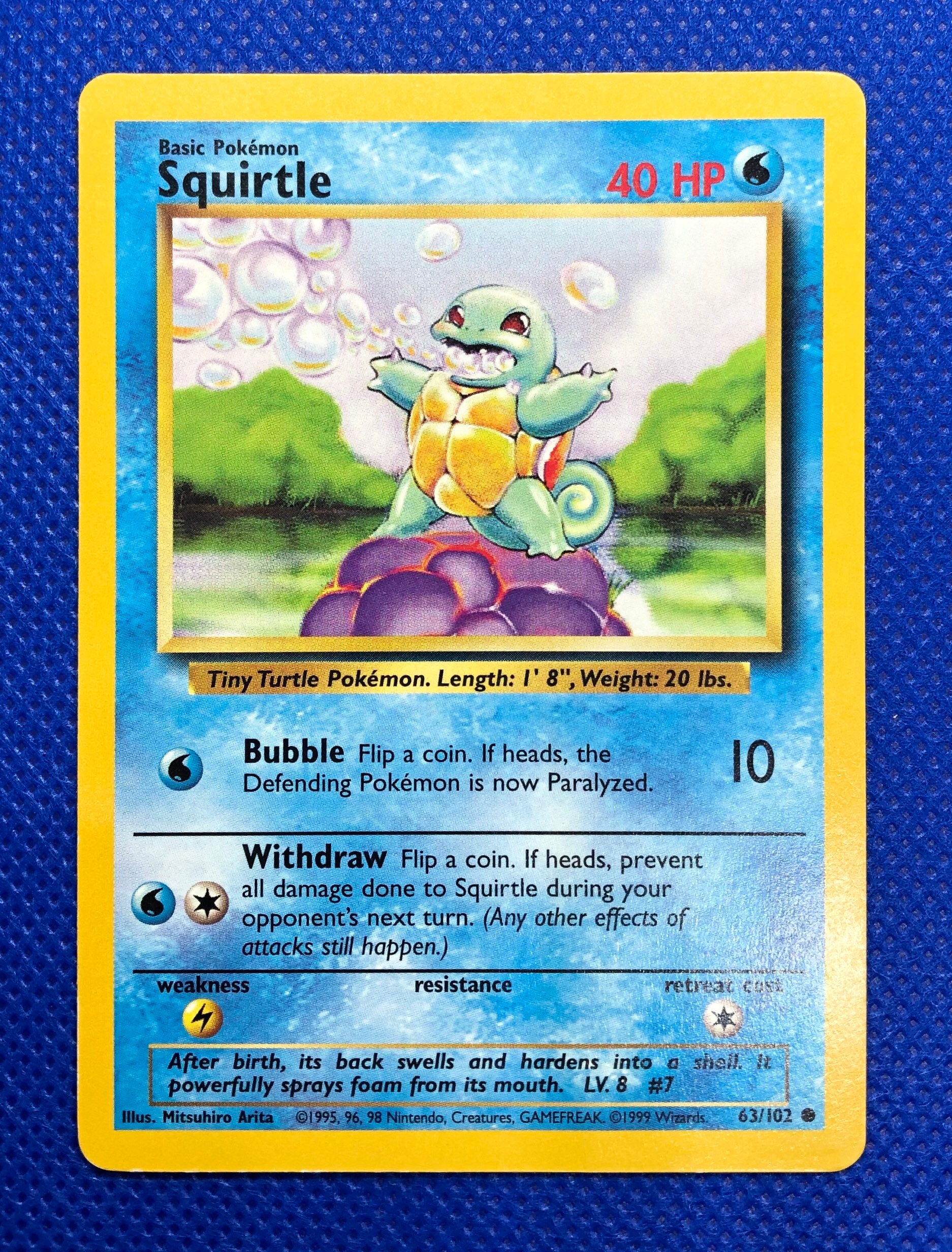 Pokémon-Squirtle 63/102 Vintage-Non Holographic Pokémon Card | Etsy