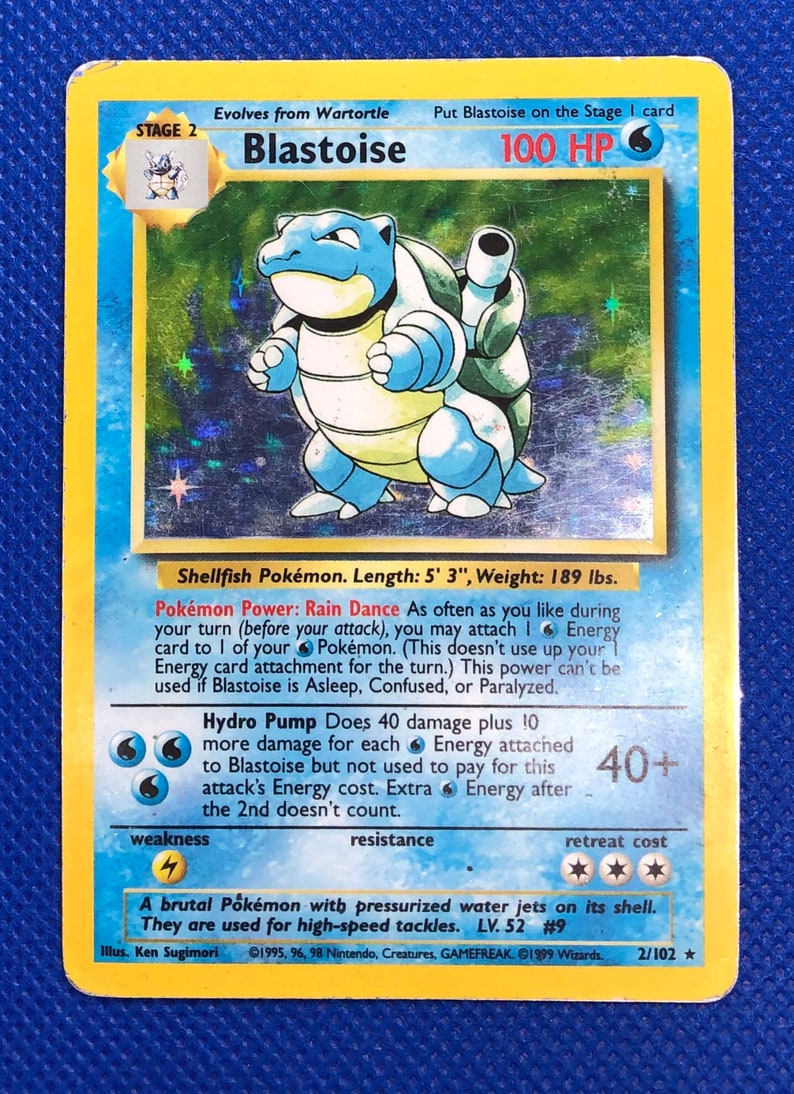 Pokémon-Blastoise 2/102 Vintage-Holographic Pokémon Card MINT | Etsy