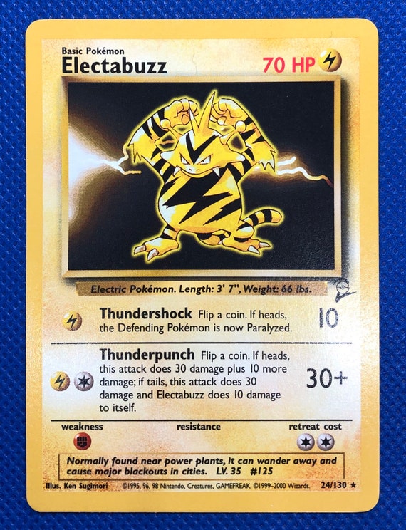 Pokemon Electabuzz 24 130 Base Set 2 Vintage Holographic Etsy