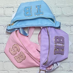 Classic Nylon Fanny Pack, Chenille Letter Patch Fanny Pack, Stadium Fanny Pack, Custom Gift, Bachelorette Party, Bridesmaids Gift, Bride