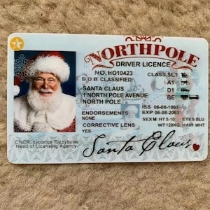 Santa Sleigh License, Santa Lost Driving License, Santa Driving License, Christmas Gift, Proof Santa exist License, Stocking Stuffer