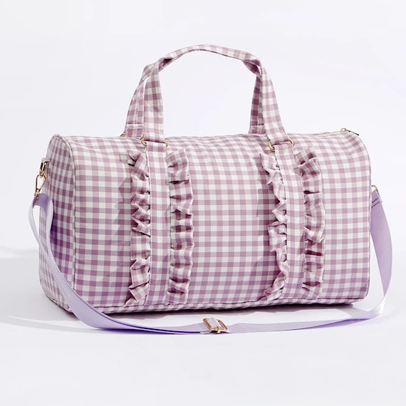 Gingham Ruffle Duffel Bag Duffel Bag With Chenille Varsity