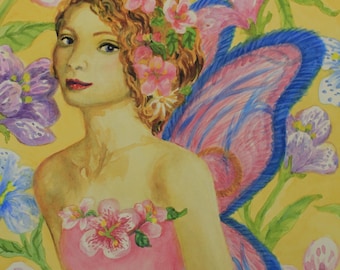 Jessica Fairy Art Print, Lily Flowers, Fantasy Wall Decor