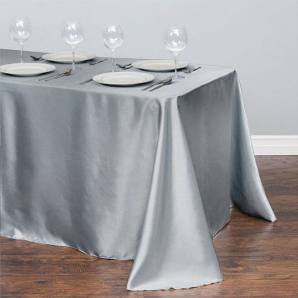 60x84 Silver Satin Tablecloths