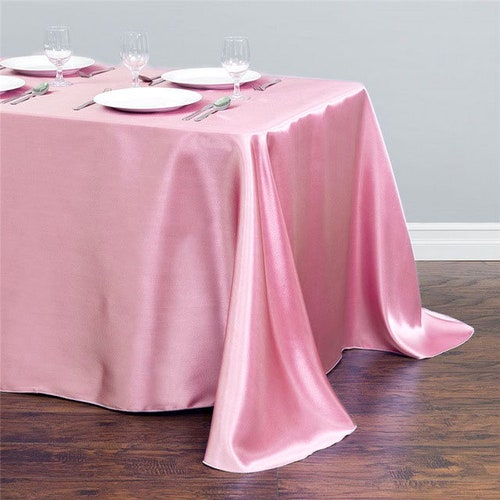 60x144 Pink Satin Tablecloths Etsy
