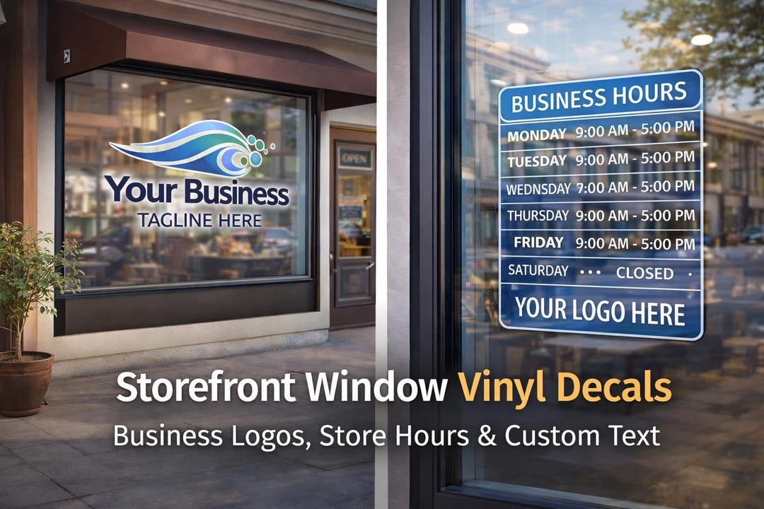 Front Window Signage Business Logo Vinyl Window Sign Wall Decal Storefront Office Branding ...