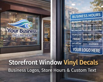 Business Logo Window Decal – Custom Storefront Vinyl Sign for Glass Door & Wall | Office Branding Graphics, Custom Cut