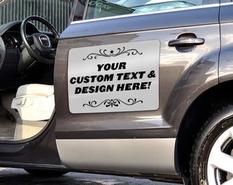 Personalized Car Magnets: Custom Business Logo Signs, Weatherproof Set of 2