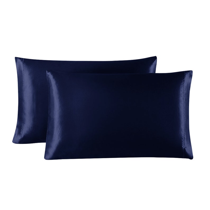 navy satin pillowcase