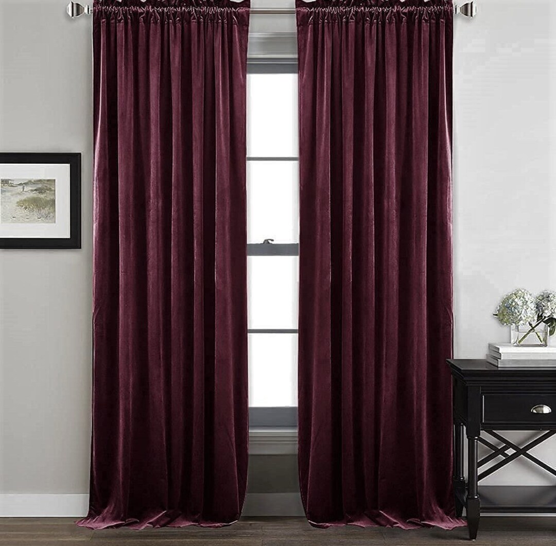 Burgundy Royal Velvet Curtains Etsy
