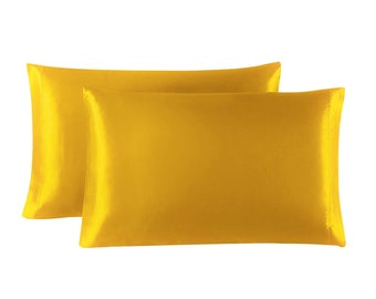 yellow silk pillowcase