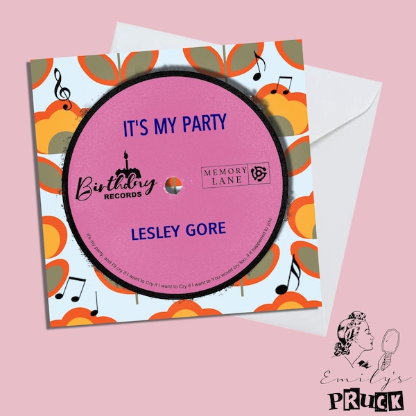 Lesley Gore Its My Party Record Birthday Card /